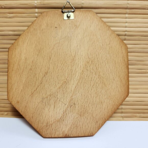 Our Lady of Perpetual Help Virgin Mary Religious Copper Wall Hanging Oak Base - Picture 6 of 6